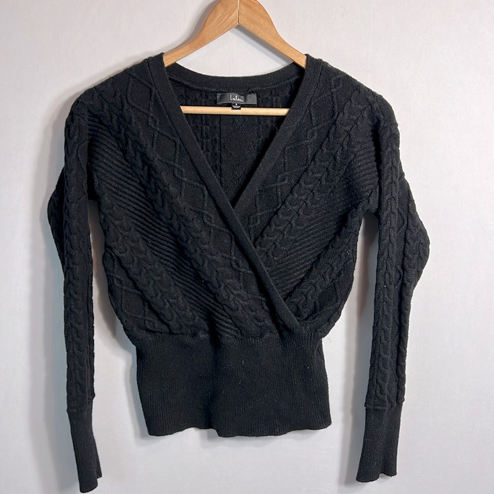 Lulus Black Knit Wrap Sweater size S